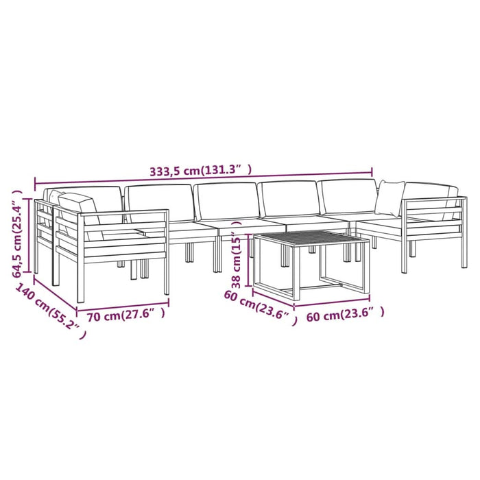 Set mobilier de grădină cu perne, 8 piese, antracit, aluminiu - WALTI WALTI