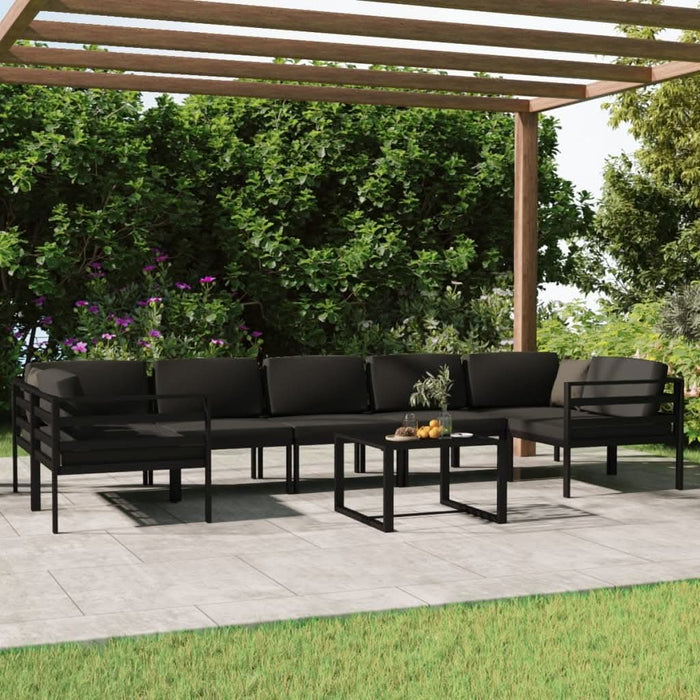 Set mobilier de grădină cu perne, 8 piese, antracit, aluminiu - WALTI WALTI