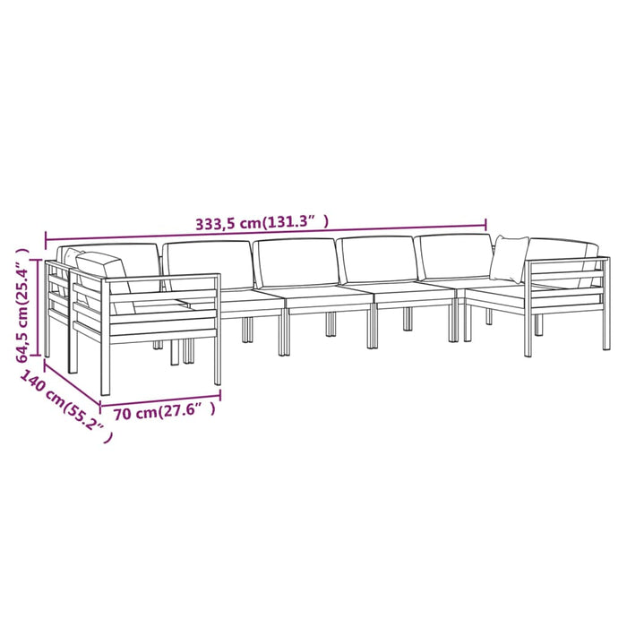 Set mobilier de grădină cu perne, 7 piese, antracit, aluminiu - WALTI WALTI