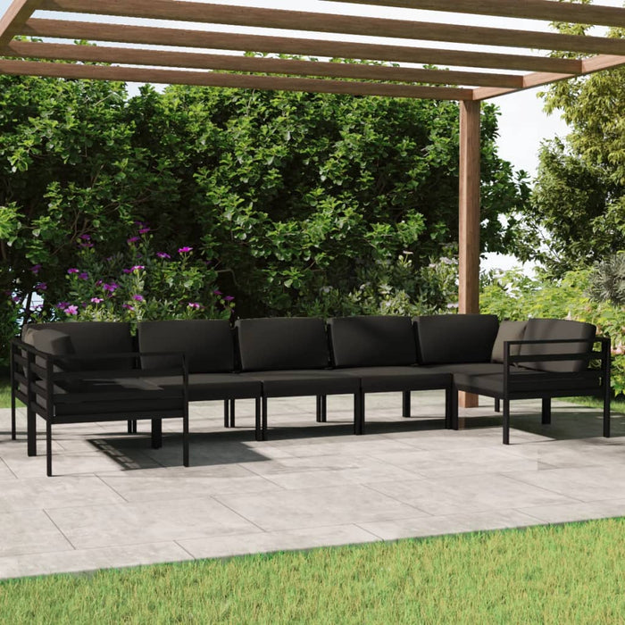 Set mobilier de grădină cu perne, 7 piese, antracit, aluminiu - WALTI WALTI