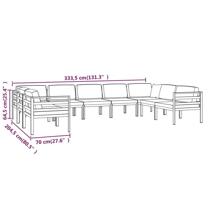 Set mobilier de grădină cu perne, 9 piese, antracit, aluminiu - WALTI WALTI