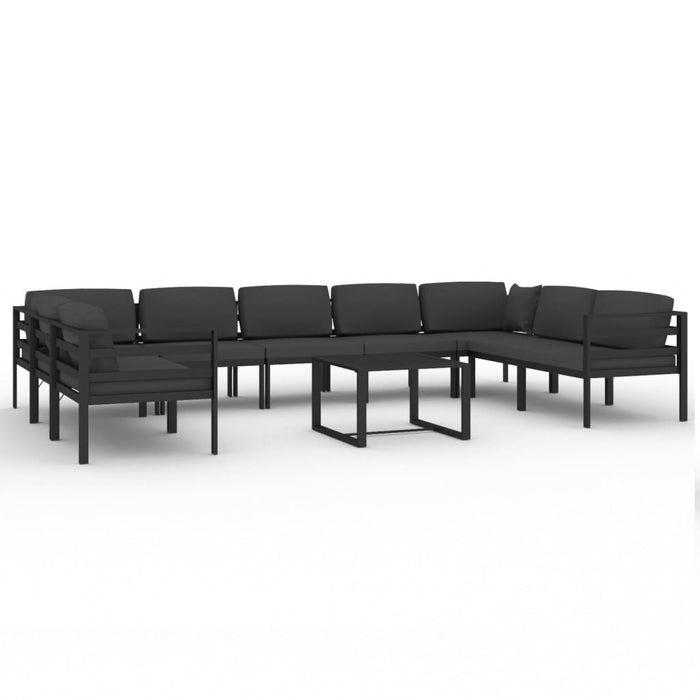 Set mobilier de grădină cu perne, 10 piese, antracit, aluminiu - WALTI WALTI