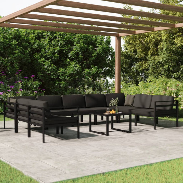 Set mobilier de grădină cu perne, 10 piese, antracit, aluminiu - WALTI WALTI