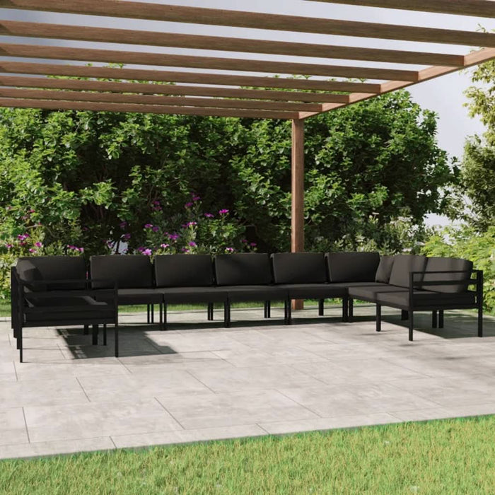 Set mobilier de grădină cu perne, 10 piese, antracit, aluminiu - WALTI WALTI
