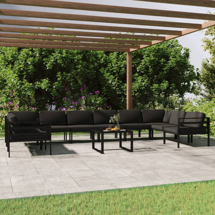 Set mobilier de grădină cu perne, 11 piese, antracit, aluminiu - WALTI WALTI