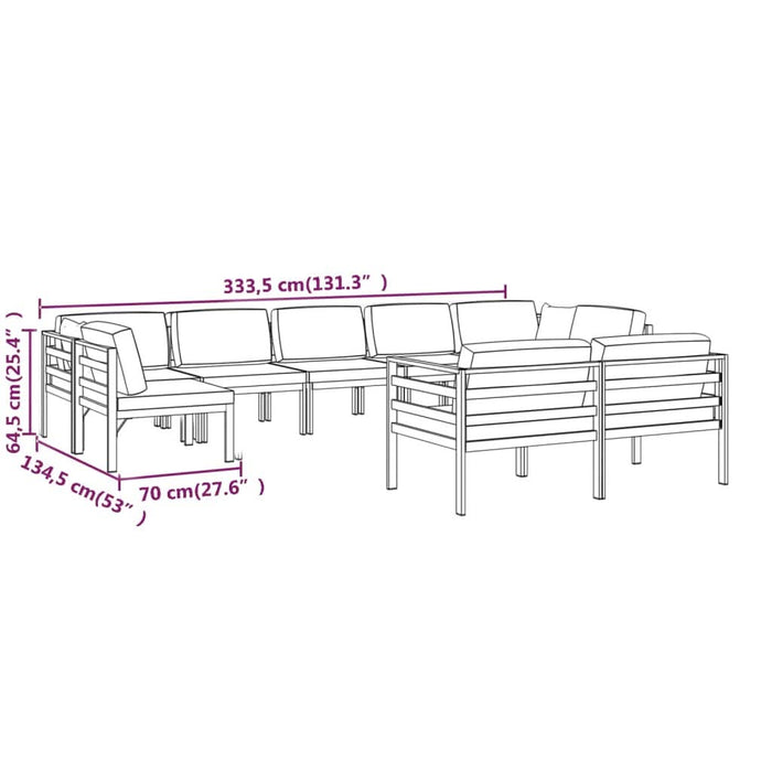 Set mobilier de grădină cu perne, 9 piese, antracit, aluminiu - WALTI WALTI