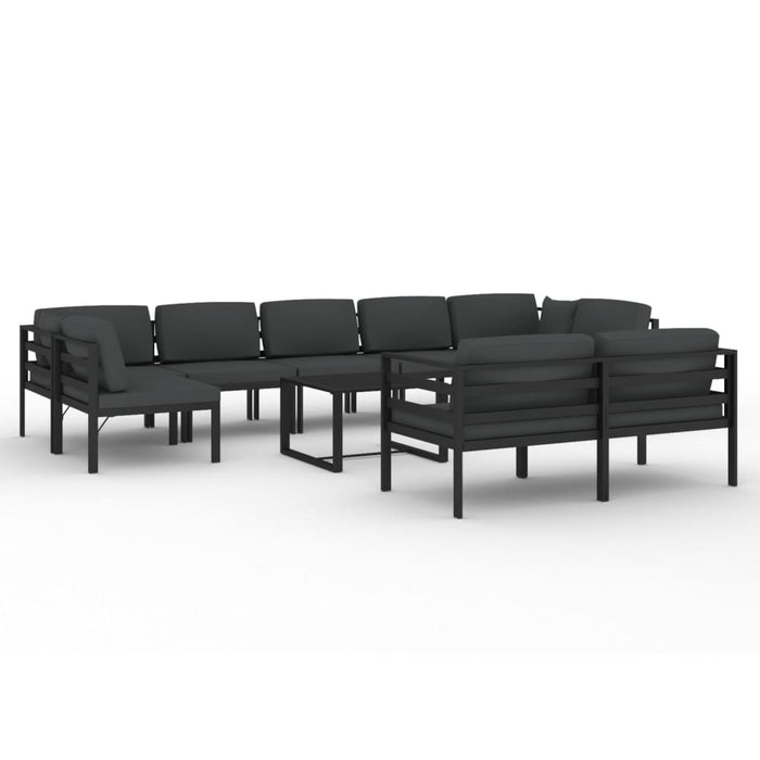 Set mobilier de grădină cu perne, 10 piese, antracit, aluminiu - WALTI WALTI