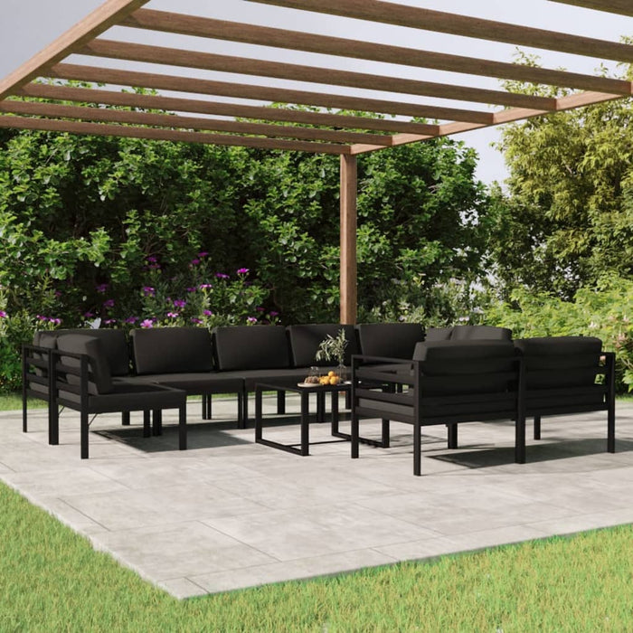 Set mobilier de grădină cu perne, 10 piese, antracit, aluminiu - WALTI WALTI