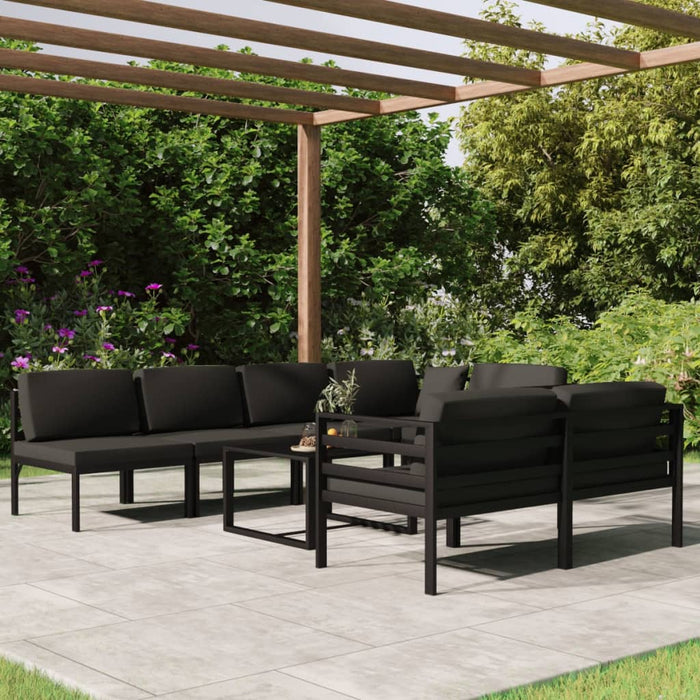 Set mobilier de grădină cu perne, 8 piese, antracit, aluminiu - WALTI WALTI