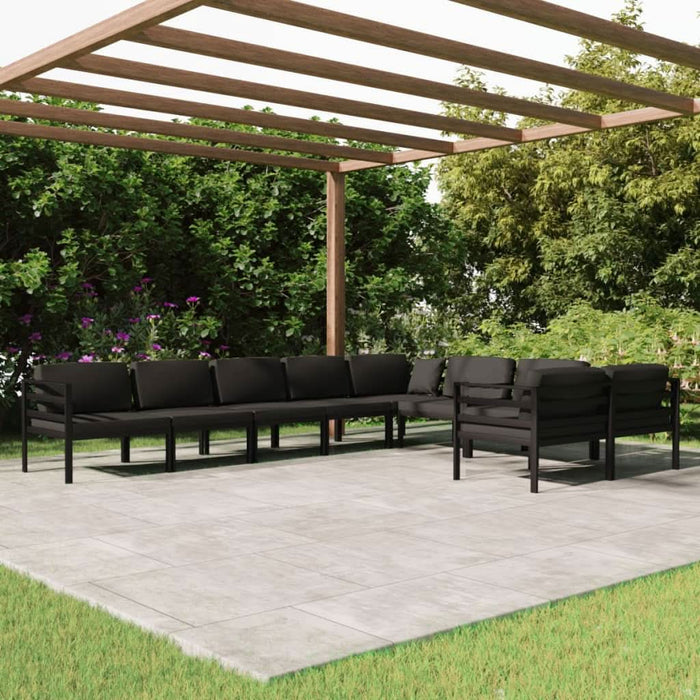Set mobilier de grădină cu perne, 9 piese, antracit, aluminiu - WALTI WALTI