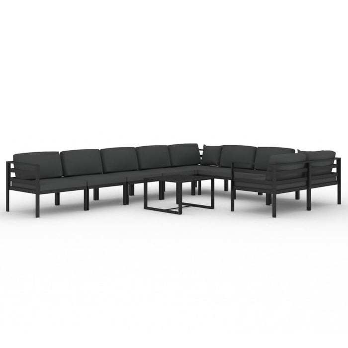 Set mobilier de grădină cu perne, 10 piese, antracit, aluminiu - WALTI WALTI