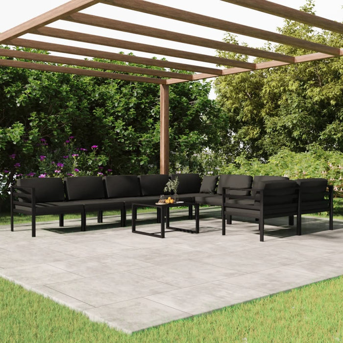 Set mobilier de grădină cu perne, 10 piese, antracit, aluminiu - WALTI WALTI