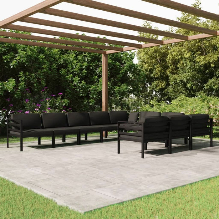 Set mobilier de grădină cu perne, 10 piese, antracit, aluminiu - WALTI WALTI