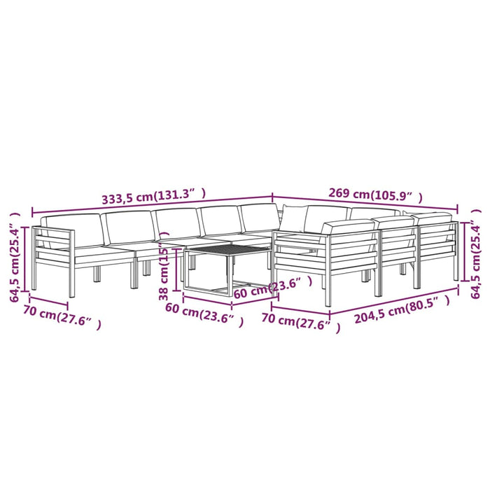Set mobilier de grădină cu perne, 11 piese, antracit, aluminiu - WALTI WALTI