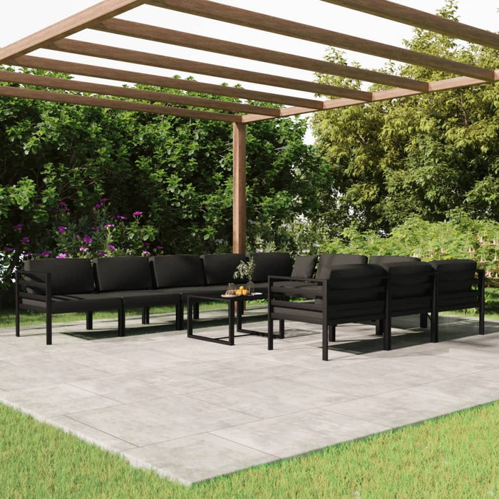 Set mobilier de grădină cu perne, 11 piese, antracit, aluminiu - WALTI WALTI