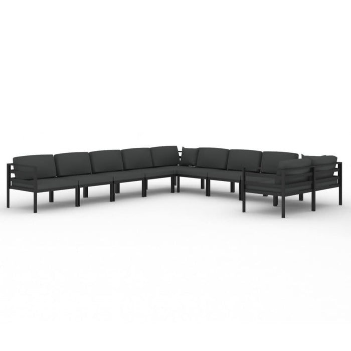 Set mobilier de grădină cu perne, 10 piese, antracit, aluminiu - WALTI WALTI