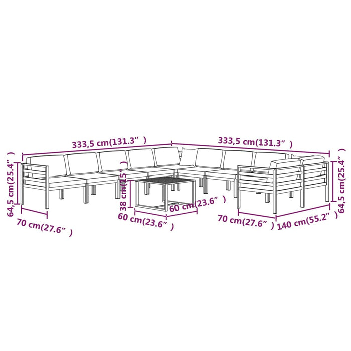 Set mobilier de grădină cu perne, 11 piese, antracit, aluminiu - WALTI WALTI