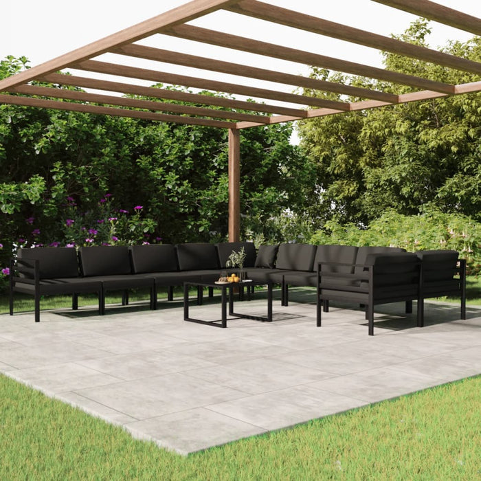Set mobilier de grădină cu perne, 11 piese, antracit, aluminiu - WALTI WALTI