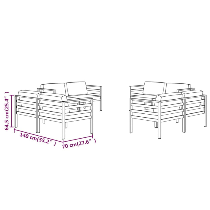 Set mobilier de grădină cu perne, 8 piese, antracit, aluminiu - WALTI WALTI
