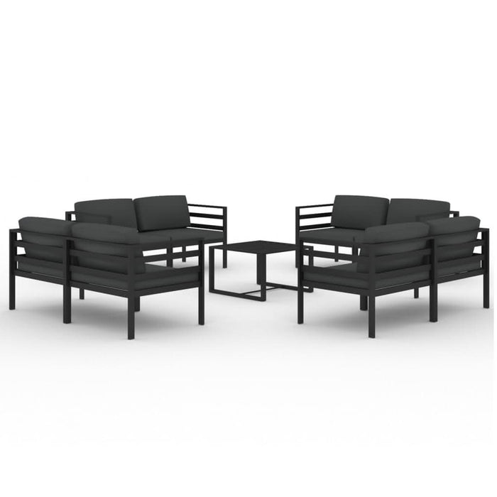 Set mobilier de grădină cu perne, 9 piese, antracit, aluminiu - WALTI WALTI