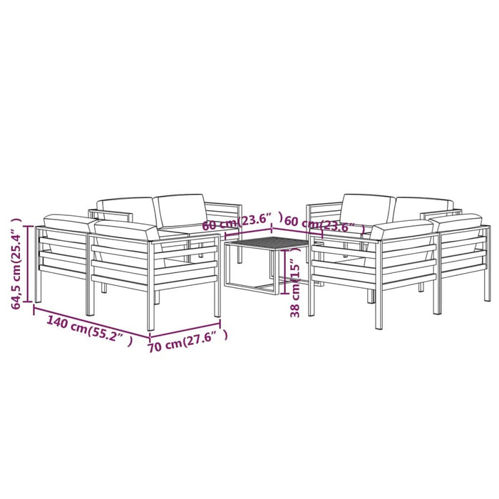 Set mobilier de grădină cu perne, 9 piese, antracit, aluminiu - WALTI WALTI