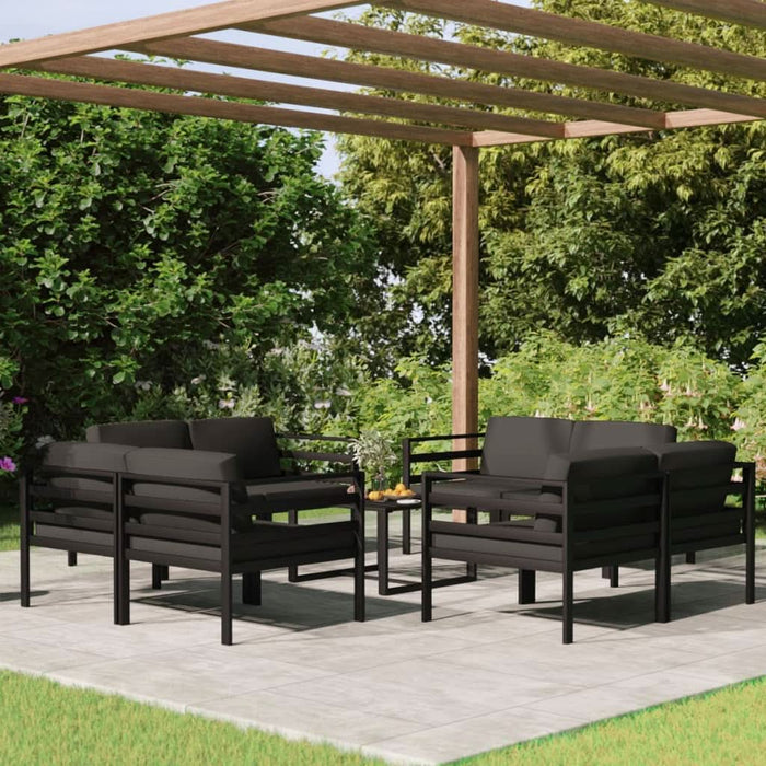 Set mobilier de grădină cu perne, 9 piese, antracit, aluminiu - WALTI WALTI