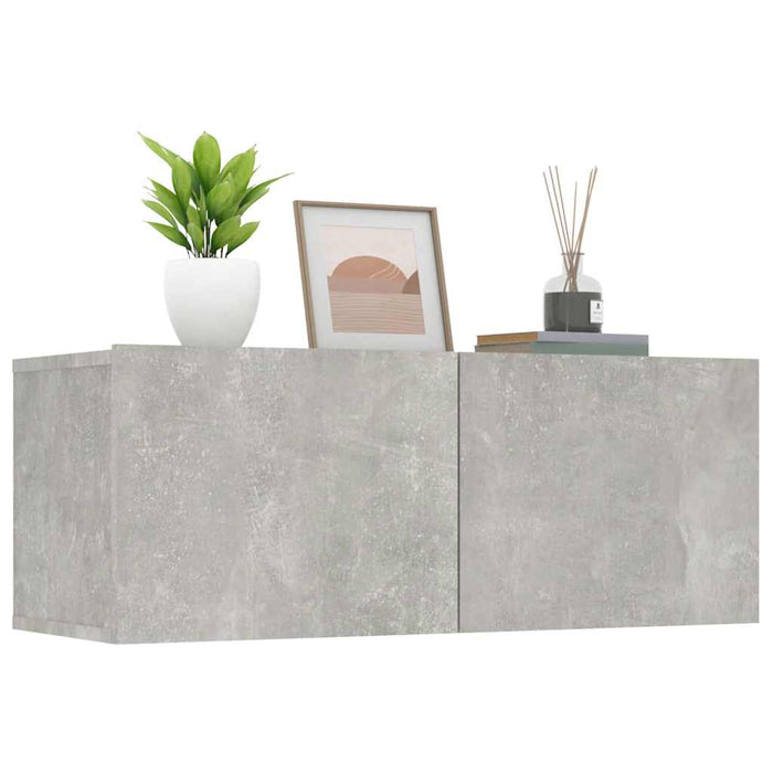 Comode TV, 2 buc., gri beton, 80x30x30 cm, lemn compozit - WALTI WALTI