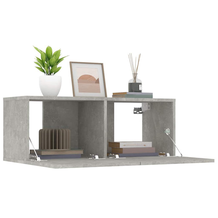 Comode TV, 2 buc., gri beton, 80x30x30 cm, lemn compozit - WALTI WALTI