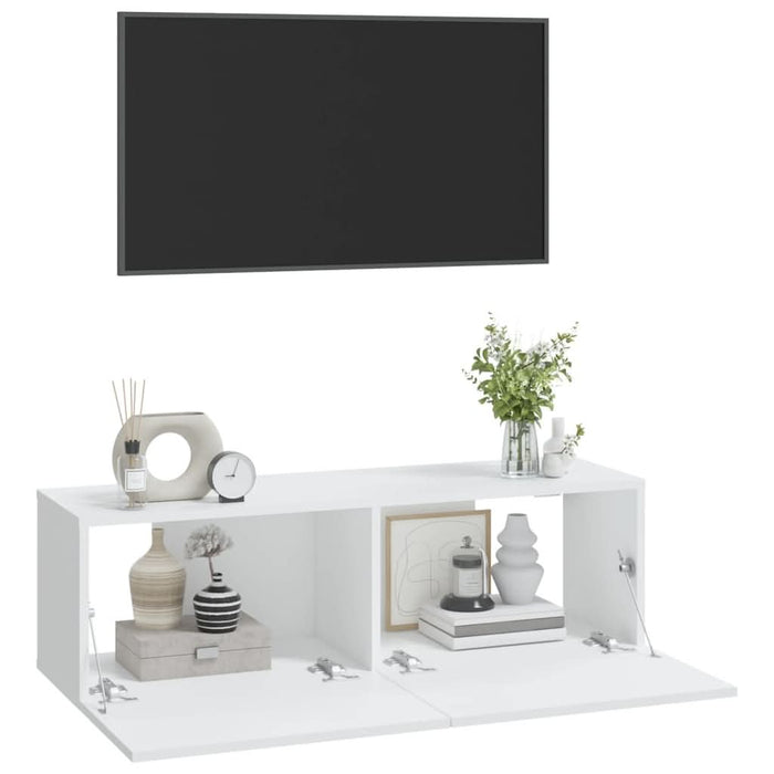 Dulapuri TV de perete 2 buc. alb 100x30x30 cm lemn compozit - WALTI WALTI