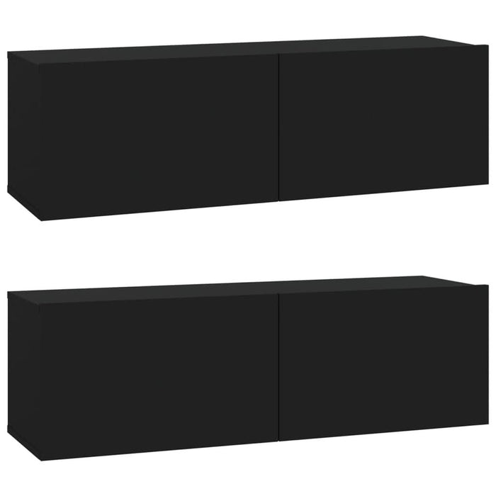 Dulapuri TV de perete 2 buc. negru 100x30x30 cm lemn compozit - WALTI WALTI