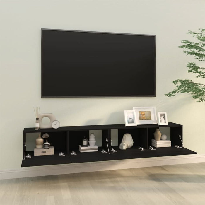 Dulapuri TV de perete 2 buc. negru 100x30x30 cm lemn compozit - WALTI WALTI