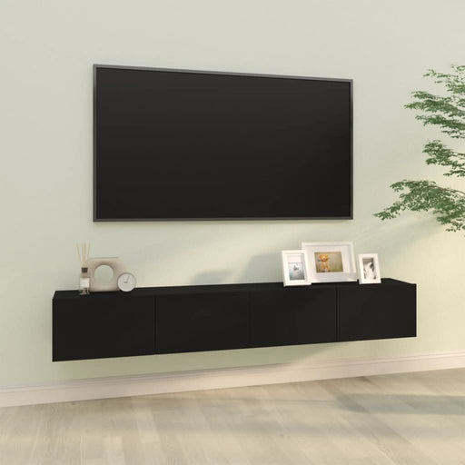 Dulapuri TV de perete 2 buc. negru 100x30x30 cm lemn compozit - WALTI WALTI