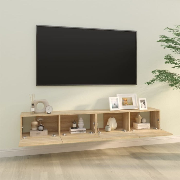 Dulapuri TV de perete 2 buc. stejar 100x30x30 cm lemn compozit - WALTI WALTI