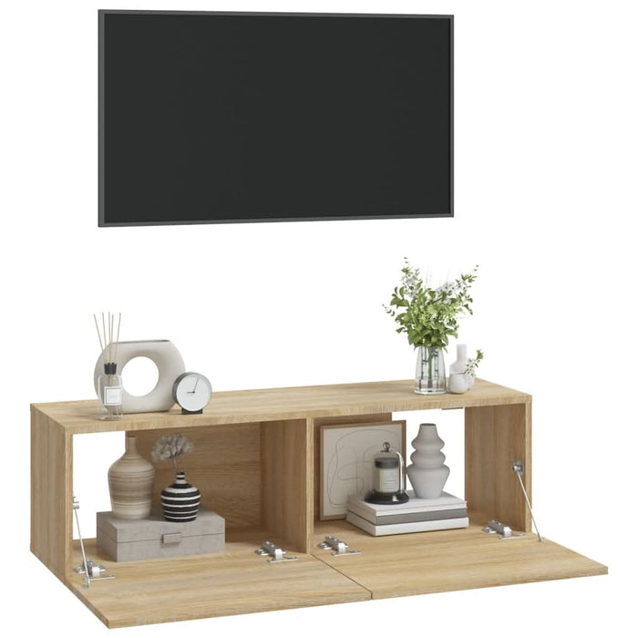 Dulapuri TV de perete 2 buc. stejar 100x30x30 cm lemn compozit - WALTI WALTI