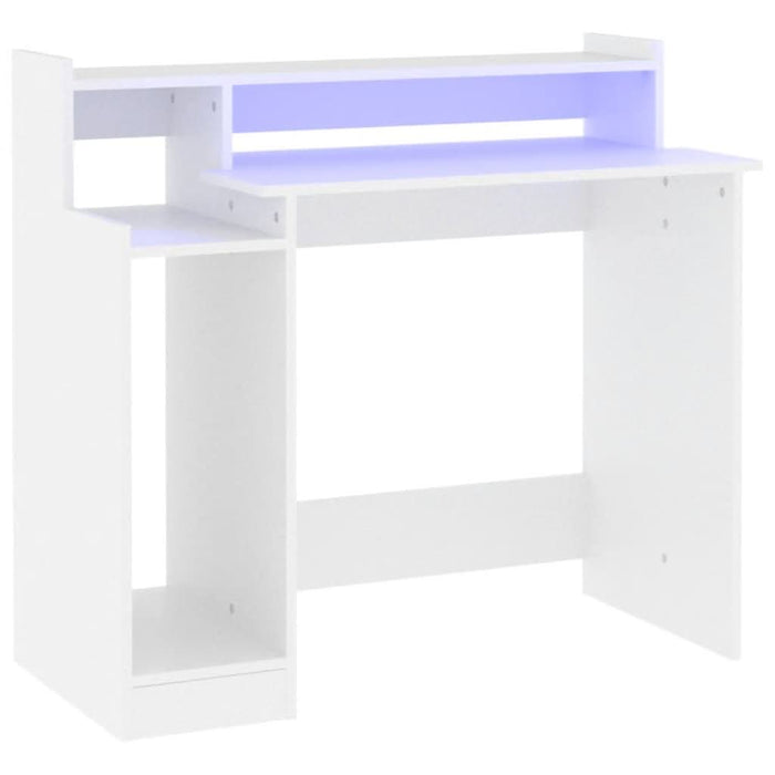 Birou cu lumini LED, alb, 97x90x45 cm lemn compozit - WALTI WALTI
