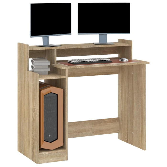 Birou cu lumini LED, stejar sonoma, 97x90x45 cm, lemn compozit - WALTI WALTI