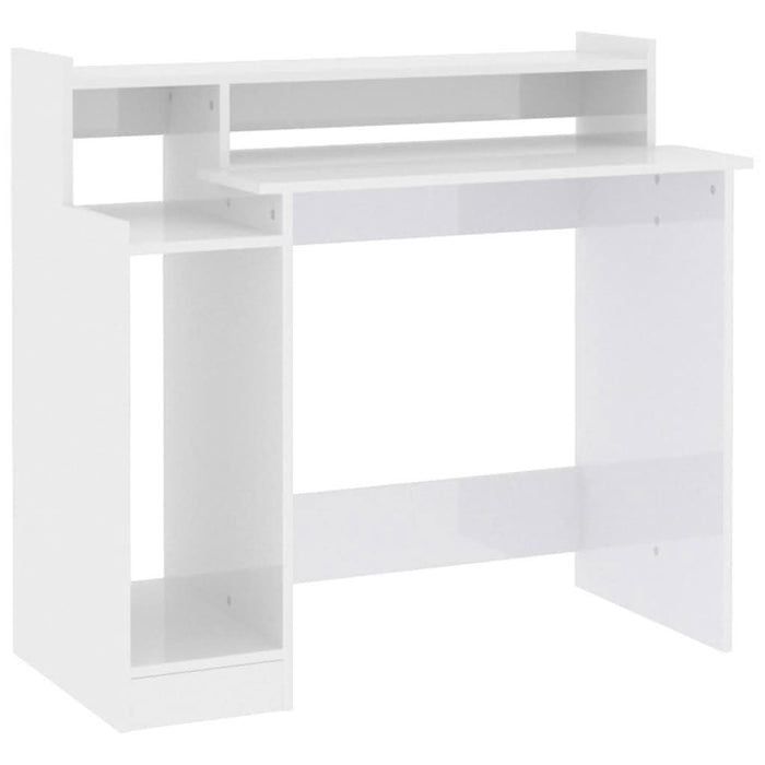 Birou cu lumini LED alb extralucios 97x90x45 cm lemn compozit - WALTI WALTI
