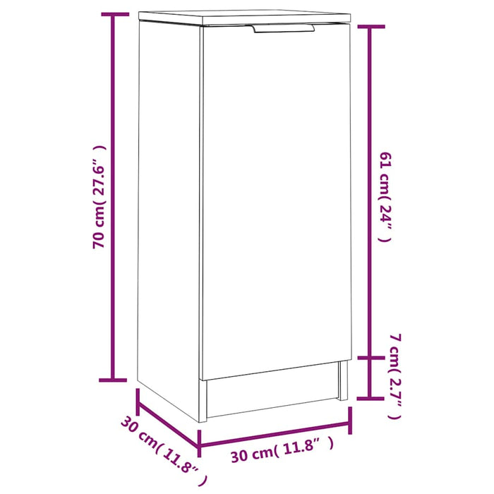 Dulap, alb extralucios, 30x30x70 cm, lemn compozit WALTI