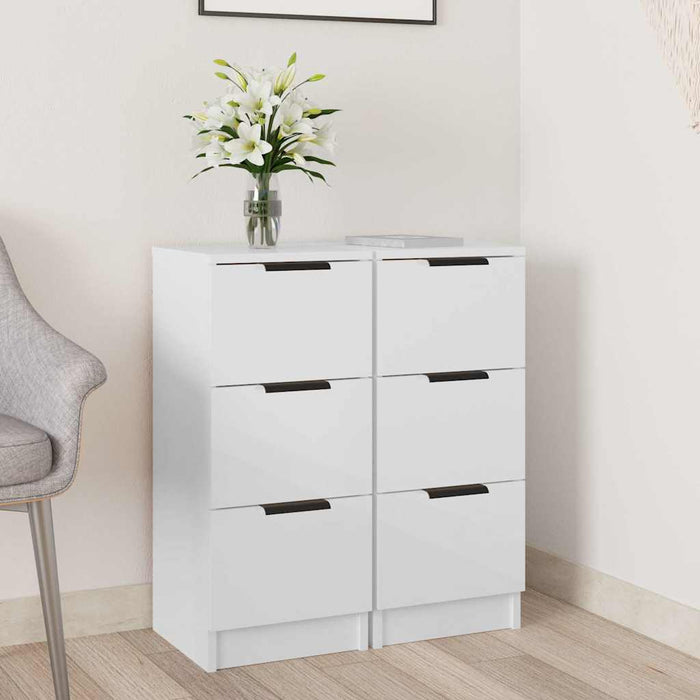 Dulapuri, 2 buc., alb extralucios, 30x30x70 cm, lemn compozit WALTI