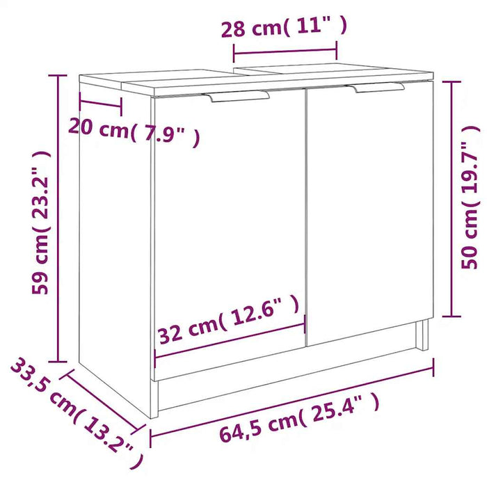Dulap de baie, alb, 64,5x33,5x59 cm, lemn compozit - WALTI WALTI