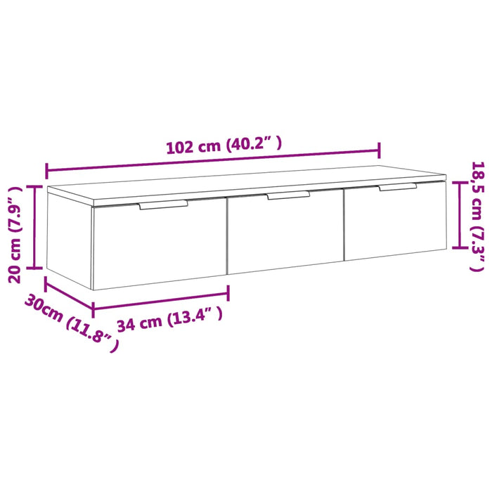 Dulap de perete, gri beton, 102x30x20 cm, lemn compozit - WALTI WALTI