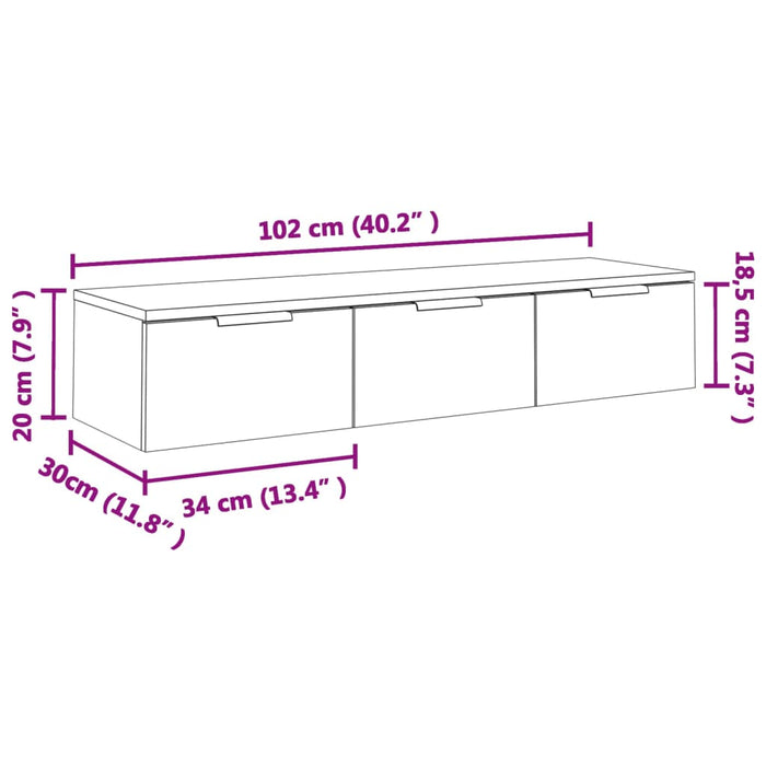 Dulap de perete, alb extralucios, 102x30x20 cm, lemn compozit - WALTI WALTI