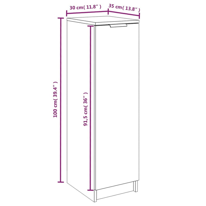 Pantofar, alb extralucios, 30x35x100 cm, lemn compozit - WALTI WALTI