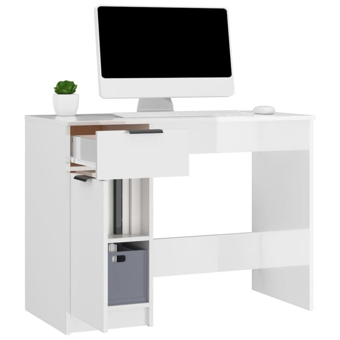 Birou, alb extralucios, 100x50x75 cm, lemn prelucrat WALTI
