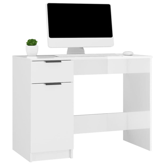 Birou, alb extralucios, 100x50x75 cm, lemn prelucrat WALTI