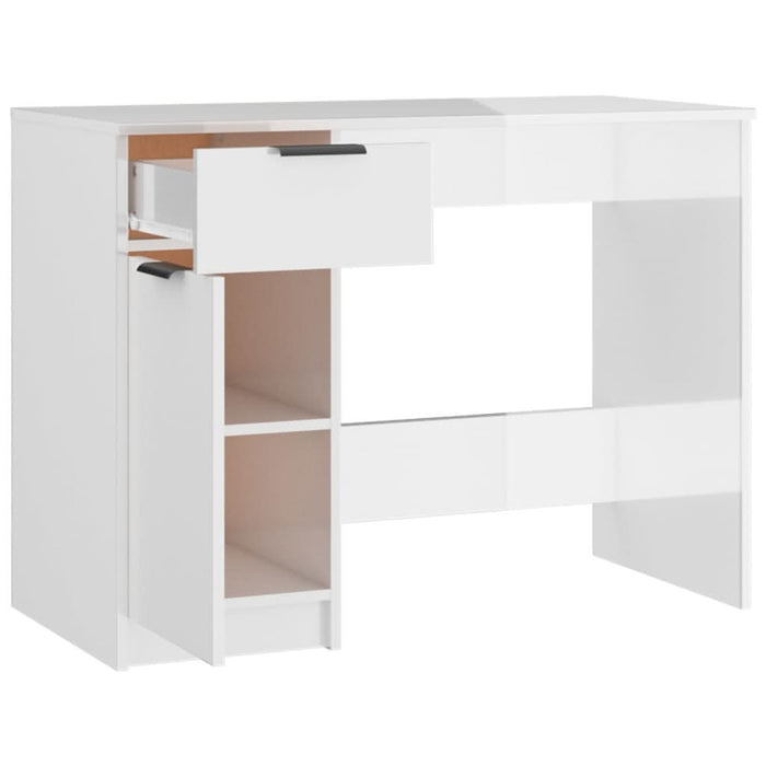 Birou, alb extralucios, 100x50x75 cm, lemn prelucrat WALTI