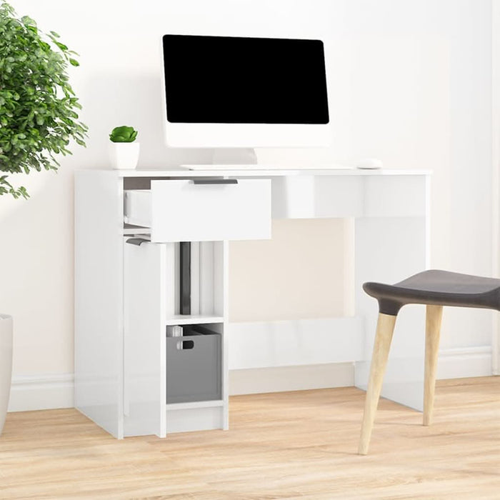 Birou, alb extralucios, 100x50x75 cm, lemn prelucrat WALTI