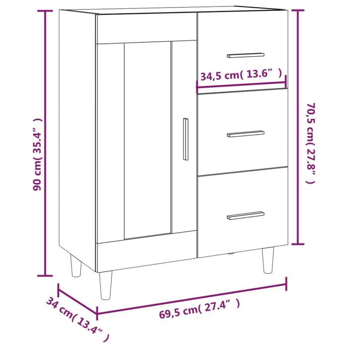 Dulap, stejar sonoma, 69,5x34x90 cm, lemn compozit - WALTI WALTI