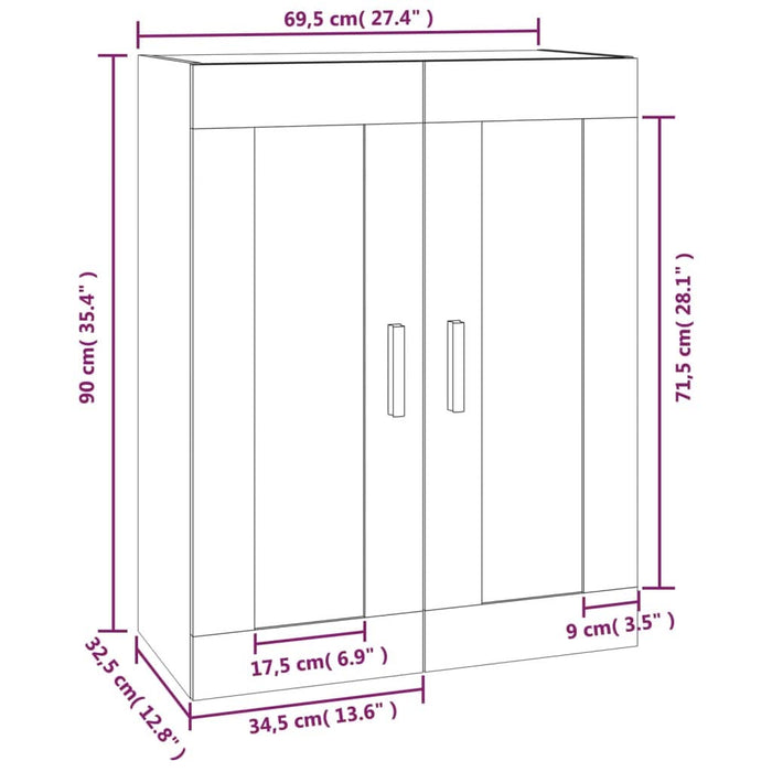 Dulap de perete, stejar sonoma, 69,5x32,5x90 cm, lemn prelucrat - WALTI WALTI