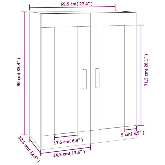 Dulap de perete alb extralucios 69,5x32,5x90 cm lemn prelucrat WALTI